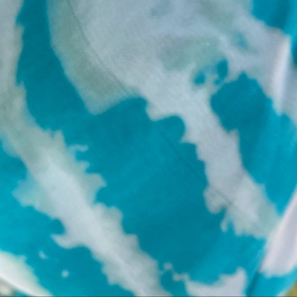 Guess Los Angeles  long aqua and white spaghetti strap elastic waist dress sz L - Picture 7 of 13